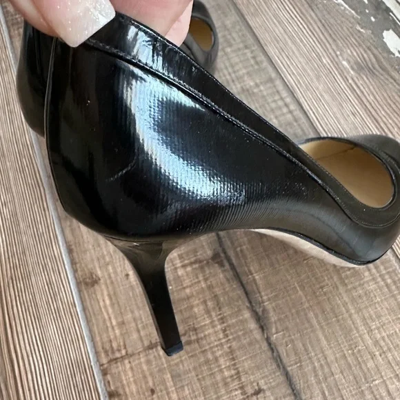 EUC JIMMY CHOO Black Patent Leather high heel pumps, size 38 7.5 Like New - Picture 9 of 10